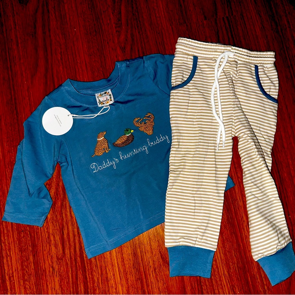 Smocked French knot hunting outfit